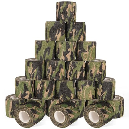 24 Pack Camo Self Adhesive Wrap, 2” x 5 Yards Vet Wrap Cohesive Camo Grip Tape Medical Wrap Self Adherent for Ankle, Wrist Sprains, Pet First Aid - color: Camo, size: 2 Inch