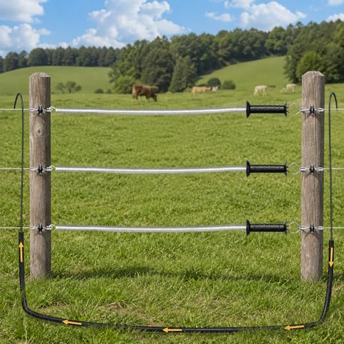 2 Set Electric Fence Spring Gate Handles Kit with Spring, 13 Feet Tension Spring, Handle Set with Anchors, Electric Fence Connectors