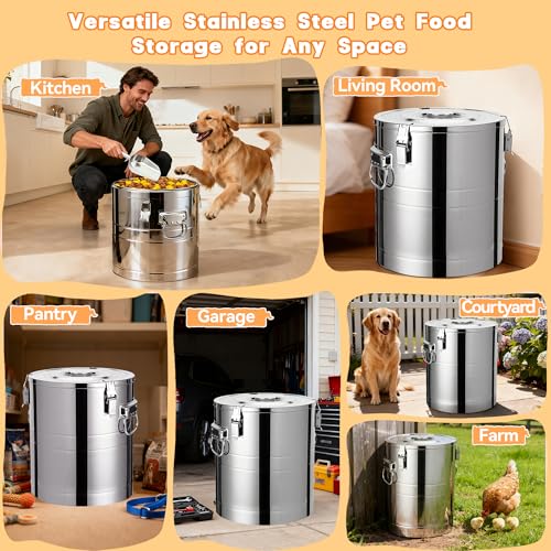 40lb Dog Food Storage Container, Airtight Stainless Steel - size: 40lb