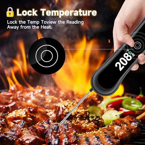 Instant Read Thermometer, 3in1 Touchscreen Food Thermometer, 180° Rotatable LED Display Digital Meat Thermometer