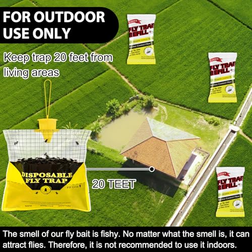 12 Pack Trap Refills, 12 * 30g Fly Bait Packets for All Reusable Flies Trap - size: 12 pack