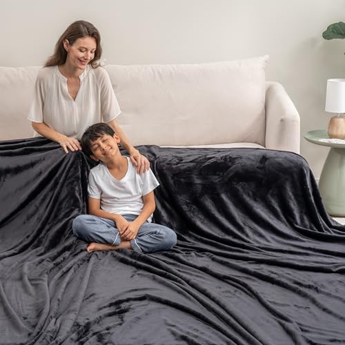 Berkshire Blanket VelvetLoft Big Oversized King Family Blanket, All Season Mid-Weight Ultra Silky and Fuzzy, Seamless Extra Large(Black, 120x120 Inches) - color: Black, size: Oversized King