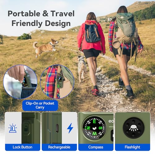 Wireless Dog Fence - Portable Electric Dog Fence with Remote Training, Waterproof Perimeter Dog Collar Containment System, Adjustable 33–656FT for Yard, Camping & RV Travel (1 Collar)