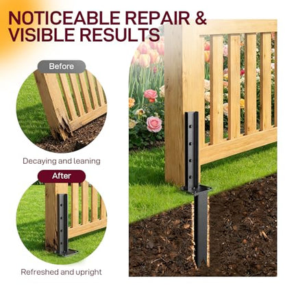 Goovilla Fence Post Repair Kit for Broken/Leaning/Tilted/Degraded Wood,2Pcs