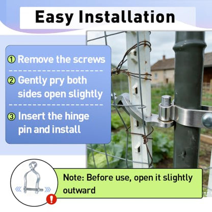 2PCS T Post Hinge Pins with 1-5/8″ Female Hinges for Farm Fences