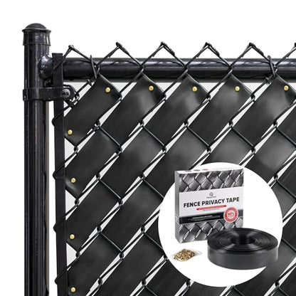 Chain Link Fence Privacy Tape 250 ft (40 SqFt) (Obsidian Black) | Gardening, Outdoor Wall, Balcony, Patio, Yard, Injury Prevention, Safety Fence Cover for Dog, Other Pet Hedge Slats - color: Obsidian Black