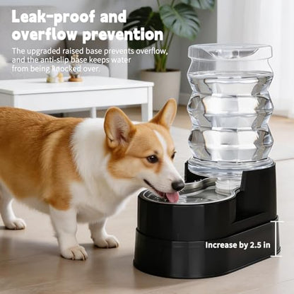 RIZZARI 7L Raised Dog Water Dispenser: Stable Base Design - color: Classic Black, size: 7L