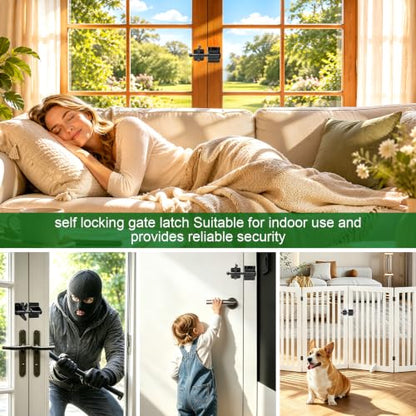 Self Locking Gate Latch for Wooden Fence,Door Latch for Wood Gate,Black,1 Pack