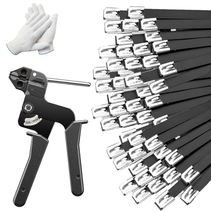 150PCS Cable Ties Kit, 11.8 Inch Heavy Duty Black Metal Zip Ties - color: Black, size: 150PCS 1.81x11.8 IN