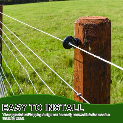 100 PCS 5.83 Inch Electric Fence Insulators, Screw in Ring Electric Wire Fence Post Insulator, Long Arm Wood Post Insulator for Tape Rope Electric Wire Animal Agricultural Garden Fence