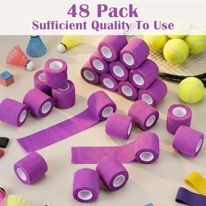 Treela 48 Pack Self Adhesive Wrap Bandage, Light Purple, 2 Inches x 5 Yards - color: Light Purple, size: 2 Inch X 5 Yards