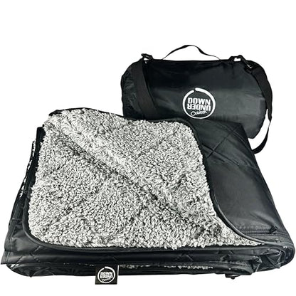 DOWN UNDER OUTDOORS Waterproof 350 GSM Fleece or Sherpa Stadium Blanket - color: Black/Heather Grey