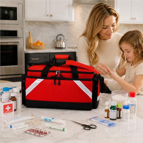 First Aid Bag Empty Medical Bag,Emergency Bag, First Aid Kits Storage Bag for Nursing,Doctors,EMT,EMS,RED - color: Red