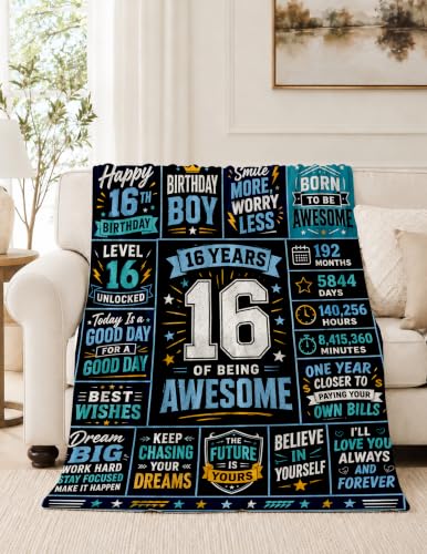 Sweet 16 Gifts for Boys, Sweet 16 Blankets,16th Birthday Gifts | Gifts for Sons/Brother/Friends,16 Year Old Boy Christmas Gift Ideas Coolest Gifts 16th Birthday Blanket Stuff 50*60 - color: 16 Boy