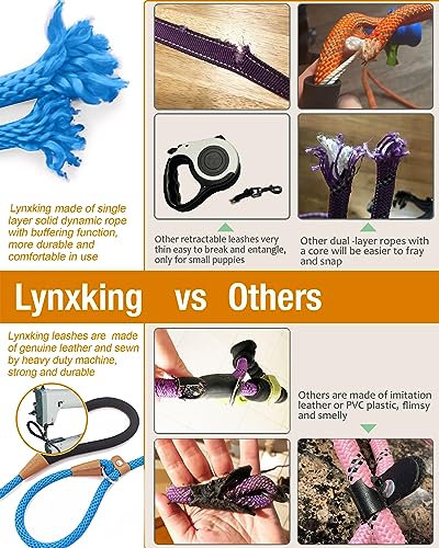 lynxking Dog Leash 1/2in x 5ft Slip Lead Blue and 3/8in x 6ft Slip Lead Reflective Black, 2 Pack
