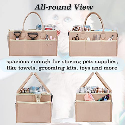Pet Grooming Tote Bag, Dog Grooming Supplies Organizer Bag, Dog Grooming Bag for Travel Outdoor(BAG ONLY) (Khaki) - color: Khaki