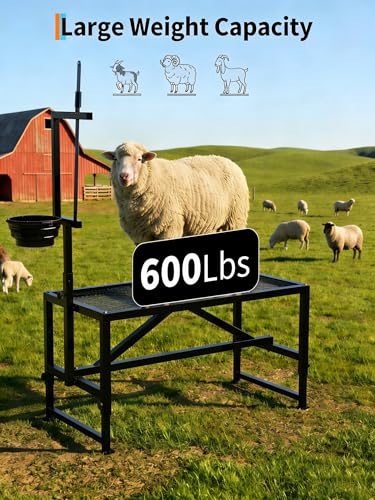 Garvee 600LBS Goat Stand with Feeder 47x23in Goat Milking Stand - color: Black 47inch