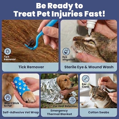 Dog First Aid Kit - Vet-Approved Emergency Kit for Dogs & Cats - Travel - size: Travel Kit