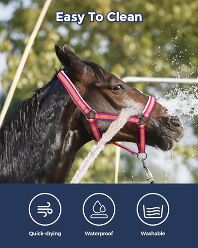 Hilltown Adjustable Horse Halter - color: PINK, size: Pony
