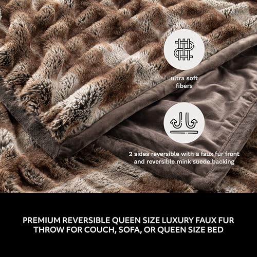 Mon Chateau 60" x 70" Reverie Faux Fur Throw, Cedarwood Ruched | Cozy Layer Comfort For Couch, Bed Or Chair. Lightweight Polyester Fabric With Easy Machine Wash Care - color: Cedarwood Ruched