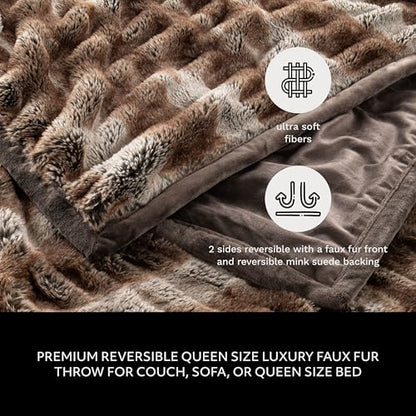 Mon Chateau 60" x 70" Reverie Faux Fur Throw, Cedarwood Ruched | Cozy Layer Comfort For Couch, Bed Or Chair. Lightweight Polyester Fabric With Easy Machine Wash Care - color: Cedarwood Ruched