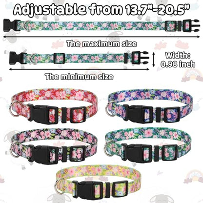 5 Pack Floral Goat Collars with Bells, Anti-Lost Grazing Pet Collar - color: Floral Pattern