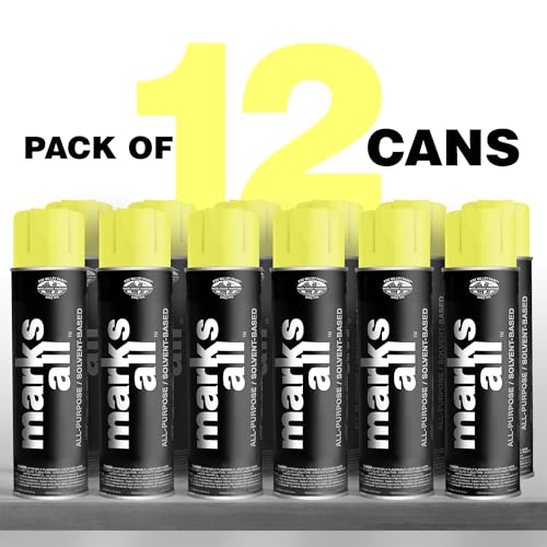Fox Valley 17oz Marks All Solvent-Based Paint 12-Pack, Yellow Fluorescent - color: Yellow Fluorescent