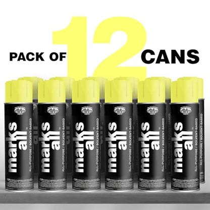 Fox Valley 17oz Marks All Solvent-Based Paint 12-Pack, Yellow Fluorescent - color: Yellow Fluorescent