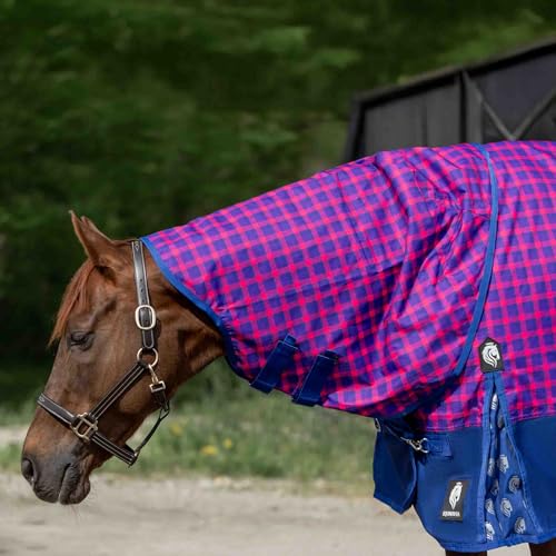 Equinavia Norse Fleece Lined Turnout Blanket - Galaxy Blue/Pink Flambe - 75 in - color: Galaxy Blue/Pink Flambe, size: 75 in