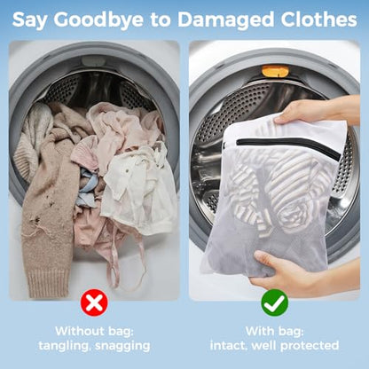 BAGAIL Laundry Bags Mesh Wash Bag for Intimates Lingerie and Delicates,6Pcs(3L,3M) - color: Pearl White-Fine Mesh, size: 3L,3M