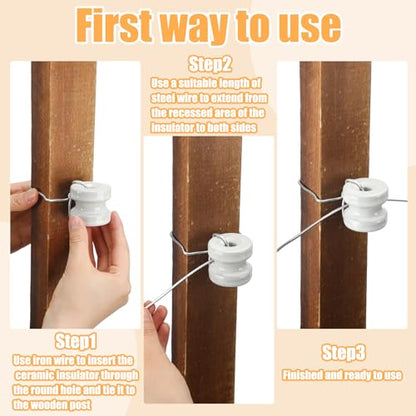 SiliFine 25 Pcs WP36 Corner Post Ceramic Fence Insulator Electric White Circular Donut Porcelain Insulator for Fence Wire Wood Post