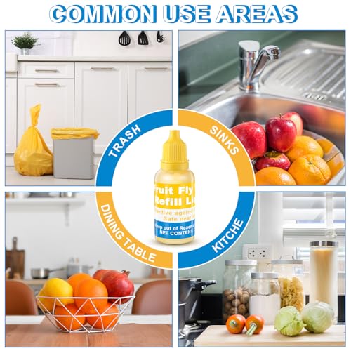 Qualirey 6 Pack Fruit Fly Trap Refill Liquid, 0.68oz Per Bottle,Yellow | Liquid Fruit Fly Traps for Indoors, Non Toxic Bait Safe Near Pets, Food and Kids, Lure Refill for Home Kitchen - color: Yellow