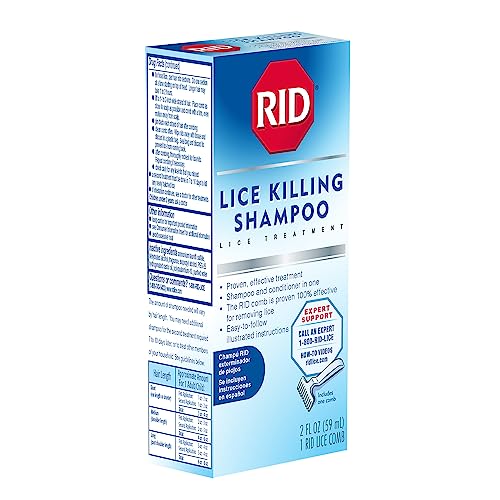 RID Lice Treatment Shampoo for Kids & Adults with Nit Comb, 2 Fl Oz | Permethrin Shampoo kills head lice and includes a nit comb for full removal; 2 fluid ounces - style: Shampoo