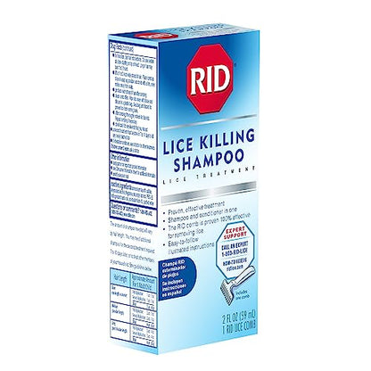 RID Lice Treatment Shampoo for Kids & Adults with Nit Comb, 2 Fl Oz | Permethrin Shampoo kills head lice and includes a nit comb for full removal; 2 fluid ounces - style: Shampoo
