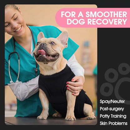 FUAMEY Dog Recovery Suit Male,Dogs Surgery Neuter Suits Puppy Spay Shirts - color: Black, size: Xs(back:8.3-11.4in,wt:4-7lbs)