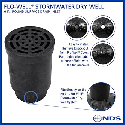 NDS FWAS24 50 Gal. Flo Stormwater Dry Well System Kit with 3 Side Panels & 1 Cover, Ideal for Rainwater Collection, Black