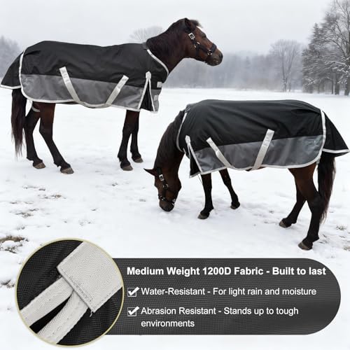 Winter Blanket for Mini Horse, Pony, Donkey, Llama, Alpaca, Small Equine- 220g Filled Medium Weight Winter Horse Blanket - 1200D Water Resistant (45'') - size: 45''