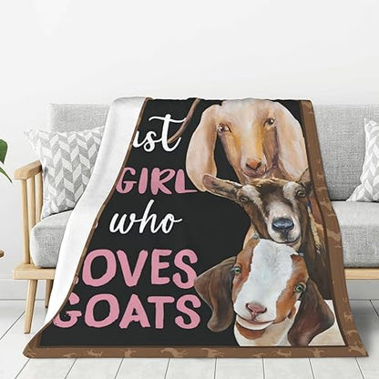 Goat Blanket Gift Just A Girl Who Loves Goats Cozy Plush Throw Blanket Flannel Fleece Ultra Soft Fuzzy Animal Lover Party Blankets for Adult Kids Boys Women Men 80"X60" - color: Three Goats, size: 80"x60"