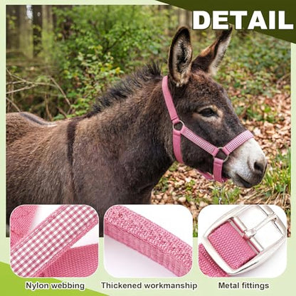 1 Set Mini Donkey Halter with Lead Rope Adjust, Pink - color: Pink