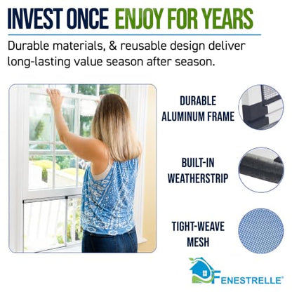 Fenestrelle Expandable Window Screen, 15″ H × 21″–40″ W Horizontal, 2-Pack - size: Medium (15" H x 21"-40" W)