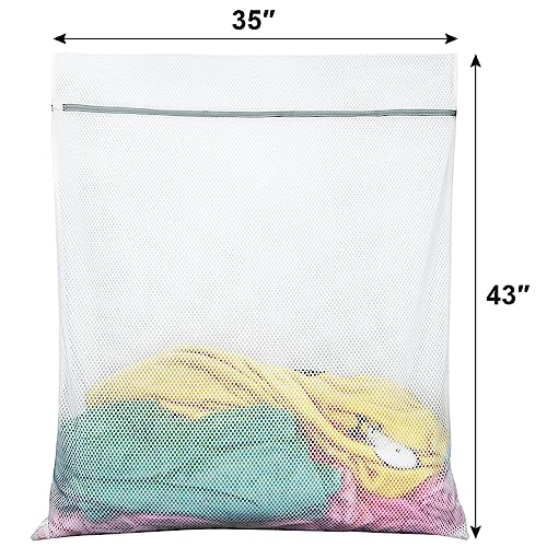 Vivifying Mesh Laundry Bags, 2 Pack XXXL Extra Large Honeycomb Laundry Bags with Zipper for Washing Machine, Coats, Stuffed Toys, Blanket, Sweater, Delicates Clothes - size: 2XXXL(35" x 43")