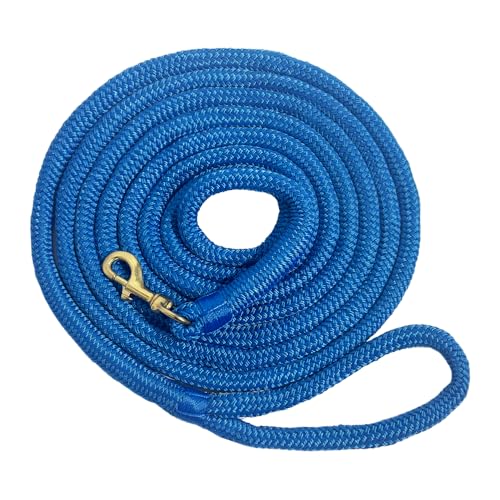 Double Braided Nylon Horse Lead Rope with Snap Hook, Black, 10 FT, Durable Light Weight (Blue, 10FT) - color: Blue, size: 10FT