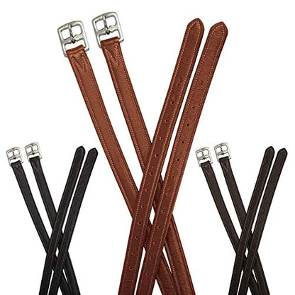 Soft Leather Stirrup Leathers with Stainless Steel Hardware, These 1" Wide Leathers Come with a One-Year Warranty.-Pair - color: Chestnut, size: 60" (Extra Long)