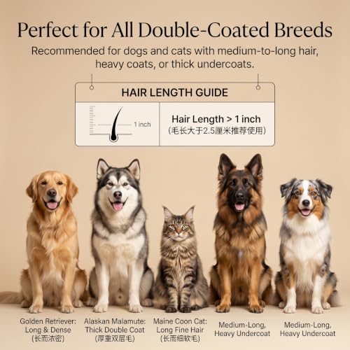 2-Sided Undercoat Rake for Dogs and Cats, Wooden Handle
