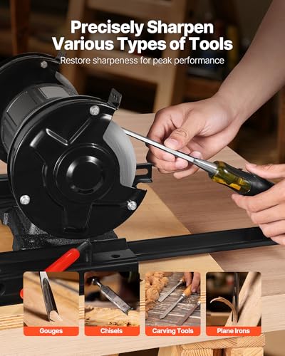 VEVOR Multi-Grind Sharpening System, Vari-Grind Pro Sharpening Jig Kit for 6" & 8" Bench Grinders – with Platform, Long Support Arm & Fingernail Gouge Jig, for Chisels, Woodturning, Plane Irons