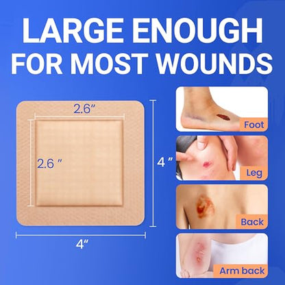 Large Waterproof Bandages 4x4 Silicone Foam Dressing Sensitive Skin, 10 PCS - style: 4"x4"(10PCS)
