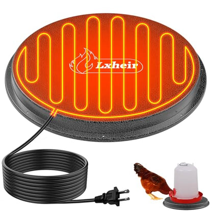 62W Metal Chicken Water Heater for Winter, 11'' Thermostat Chicken Waterer Heater Base for 1-5 Gallon Metal or Plastic Poultry Waterer, Outdoor Weatherproof Poultry Water Heaters for Turkey Goose Duck