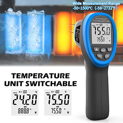 BTMETER BT-1500 High Temp Infrared Thermometer Gun, -58°F to 2732°F Range - color: Infrared Thermometer BT-1500 Blue