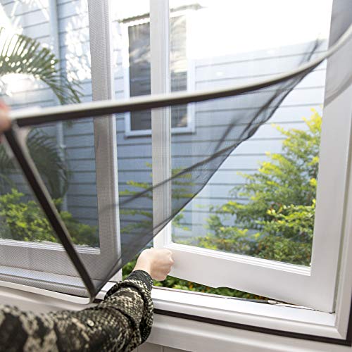 Adjustable DIY Magnetic Window Screen Max 55”H x 36”W Fits Any Size Smaller DIY Easy Installation (White) - size: 55"x36"