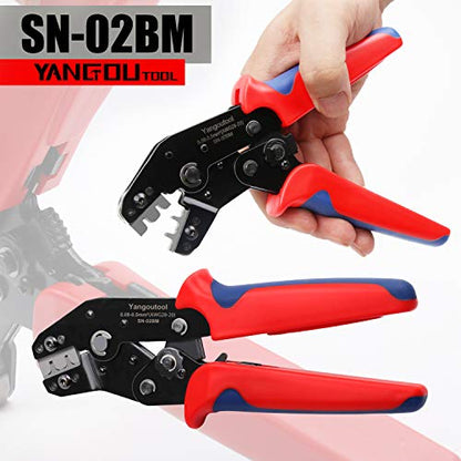 Yangoutool JST Crimper: AWG28-20 (0.08-0.5mm²), Compatible with XH 2.54, 3.96, PH2.0, PX, SM, SH, Molex, Dupont Connectors Model SN02BM - style: SN-02BM